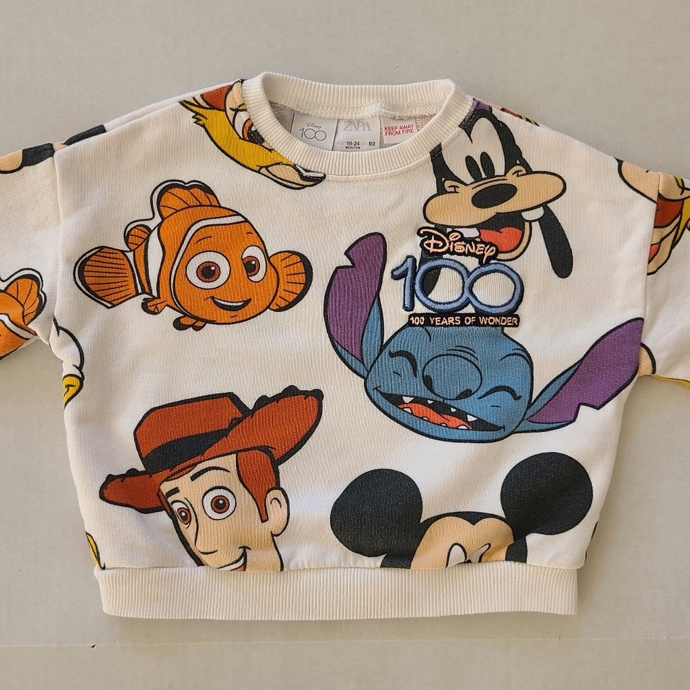 Zara Kids Disney 100th Anniversary Sweatshirt 18 Mo